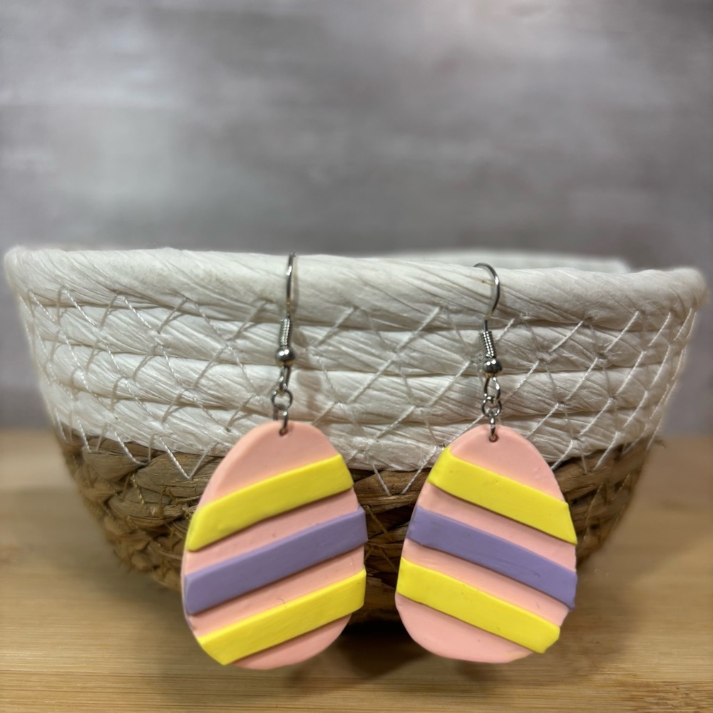 Colorful Striped Egg Earrings